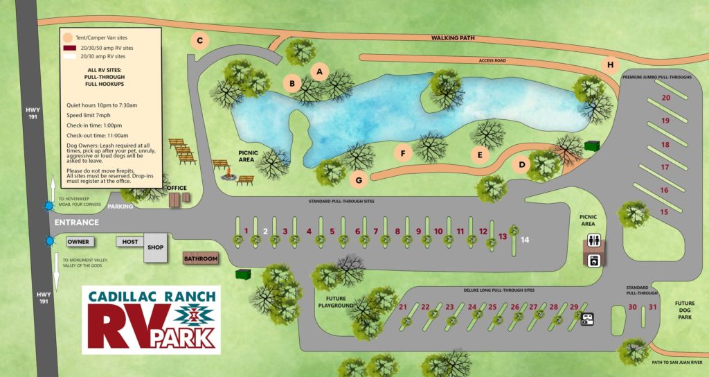 Cadillac Ranch RV Park Utah Map